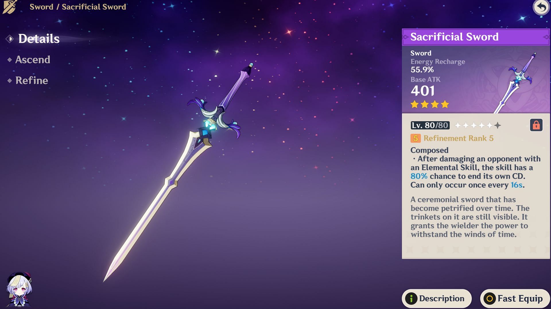 4-star Sacrificial Sword (Image via Sportskeeda Gaming/HoYoverse)